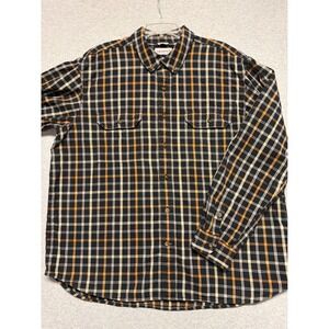 Carhartt Mens Relaxed Fit Plaid Flannel Button Down Shirt Black Tan 2XL